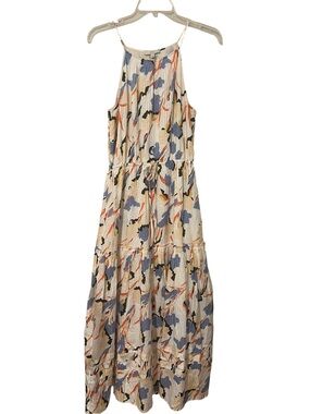Joie Huston Silk Blend Maxi Tiered Dress Multicolor Sleeveless Small Cottagecore